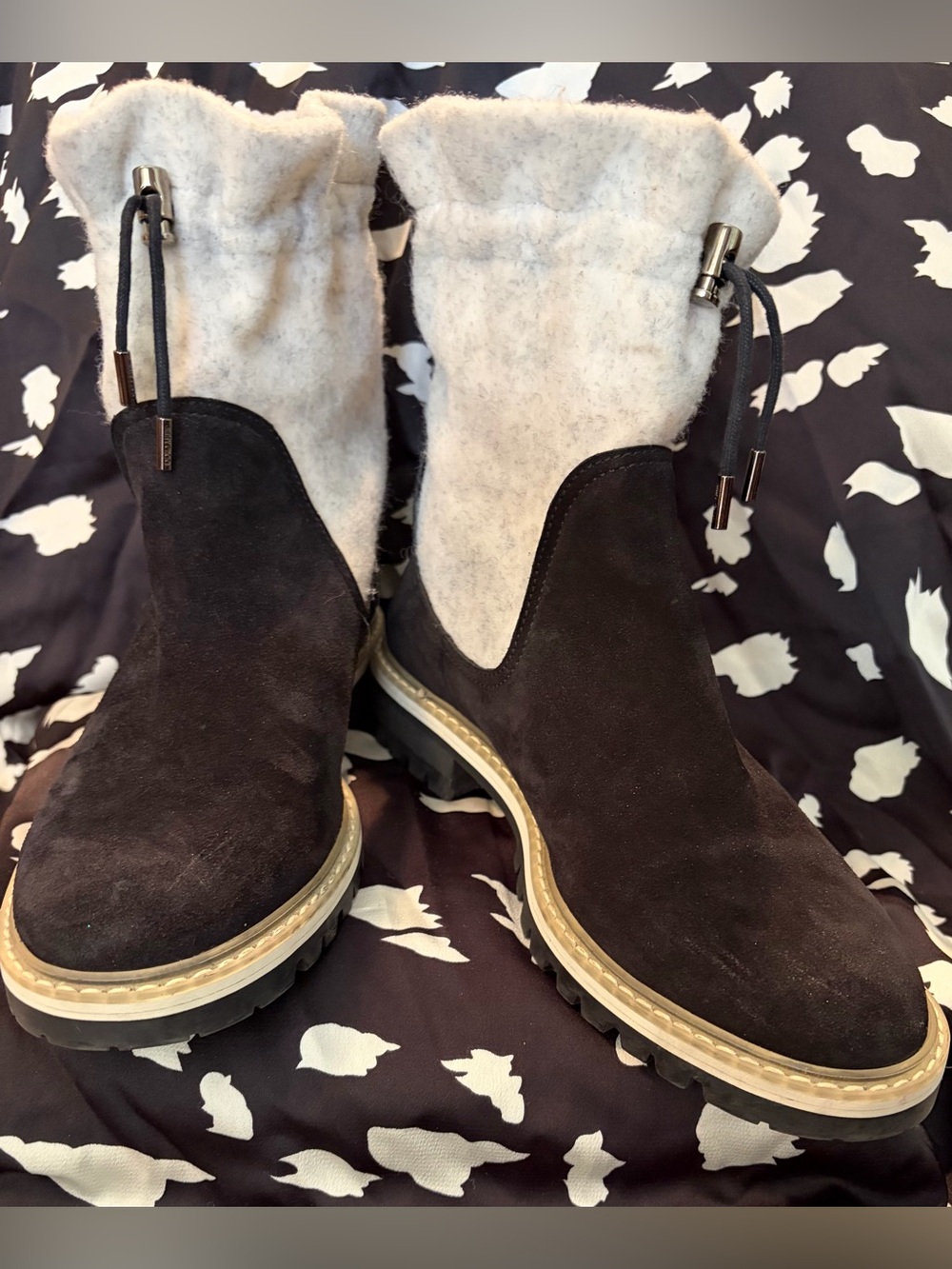 Jimmy Choo Suede Felted Wool Lug Sole Ankle Boots